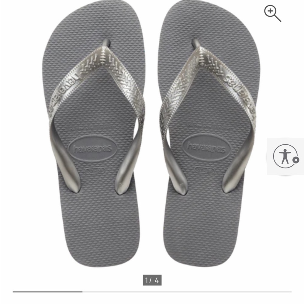 Havaianas Women's Metallic Silver Flip Flops